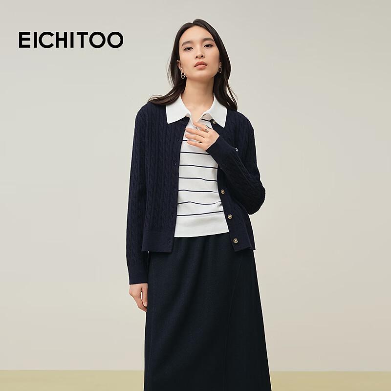 EICHITOO Women s Navy Knit Round Neck Sweater M