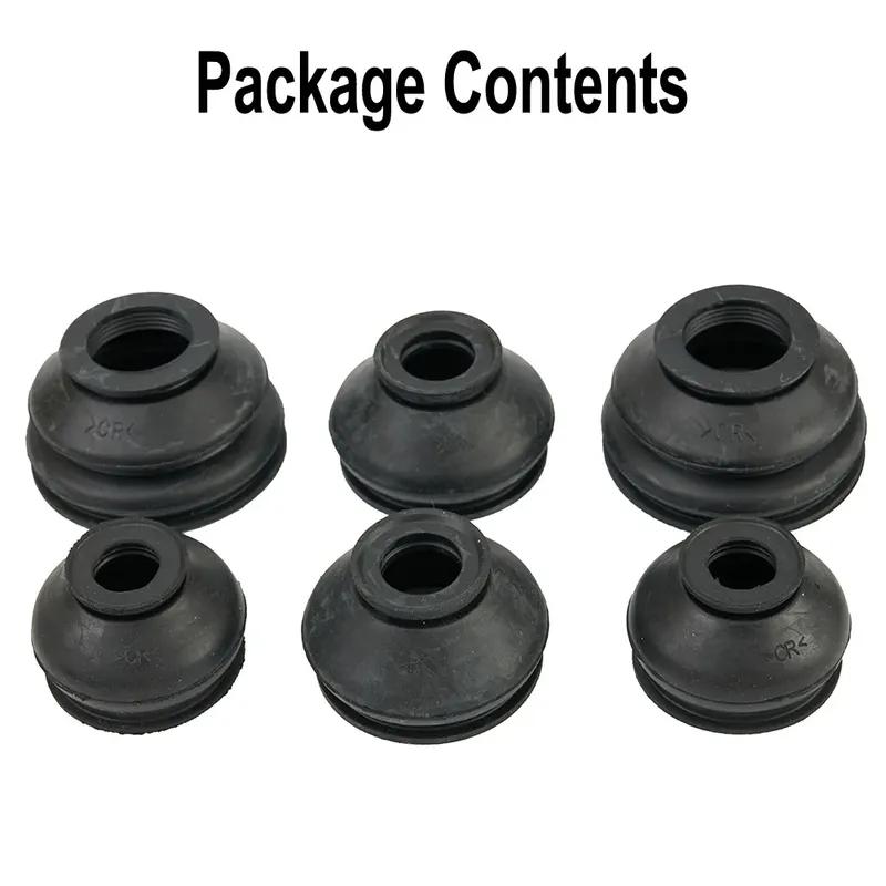 6x Turn To Rod Ball Head Dust Protection Rubber Cover Dust Cover Boot Set Black Ball Joint Boot Car Accessories
