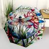 1pc Stained Glass Dragonfly Automatic Open/Close Umbrella with Windproof, Functional Design, 8-Rib Sturdy Canopy
