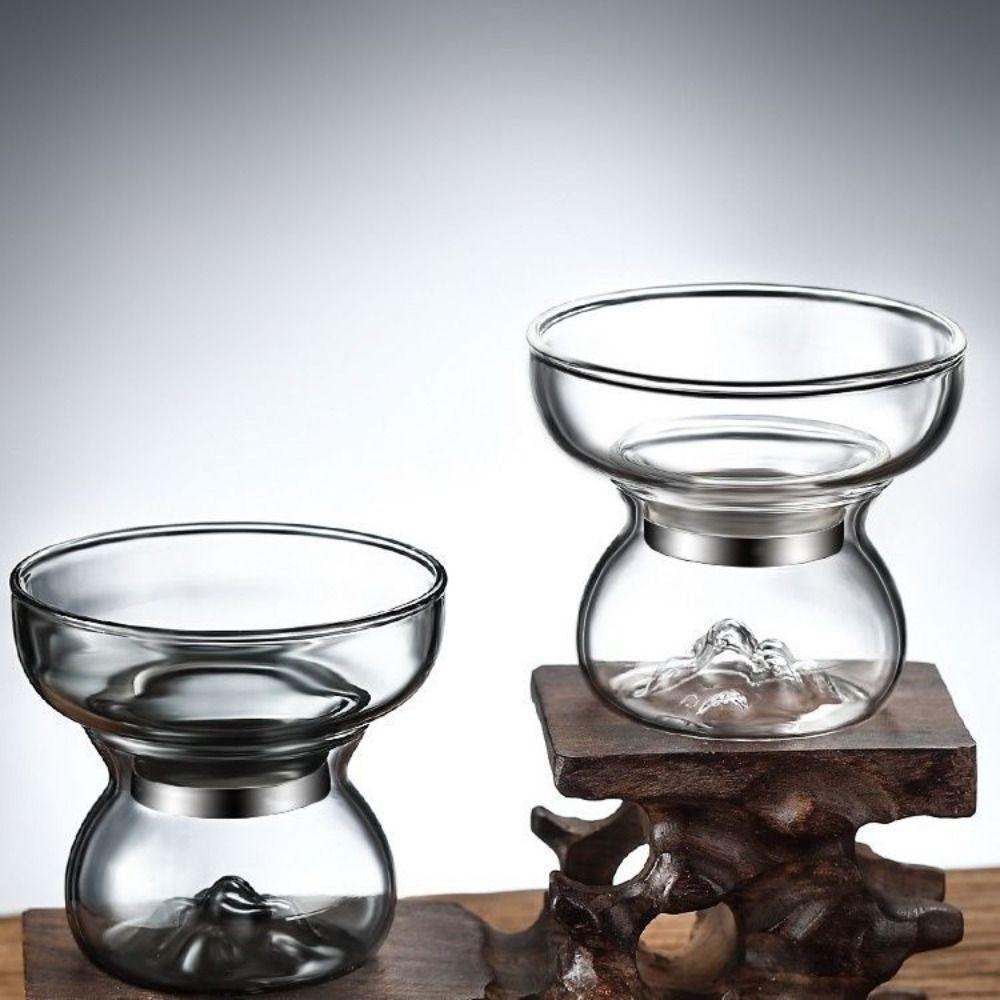 Mountain Shape Tea Residue Strainer Clear Glass Kung Fu Tea Set  For Loose Tea Leaves