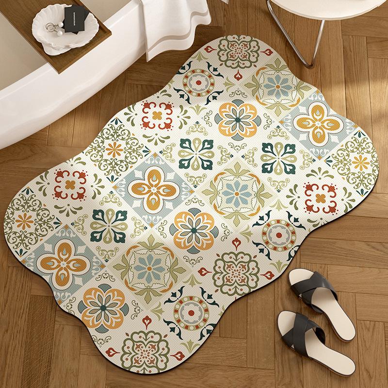 American Retro Diatomaceous Earth Bathroom Floor Mat - Absorbent, Non-Slip, Stain & Wear Resistant, Easy Care for Toilet Entrance