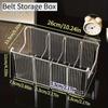Divided Belt & Tie Organizer - Transparent Desktop Storage Box for Men’s Home Organization
