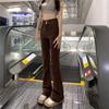 2025 Brown High-Waisted Slimming Micro-Flare Jeans for Women - Autumn Coffee-Colored Floor-Length Bell Bottoms
