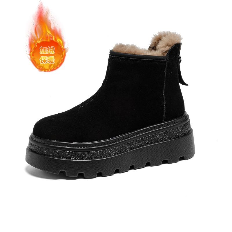 Winter New Velvet Fashion Casual Style Versatile Trend Rear Zipper Women's Boots Snow Boots Women