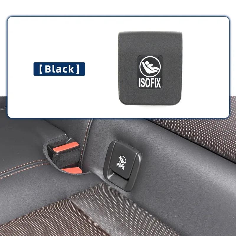 2 Colors Rear Seat ISOFIX Buckle Flip Cover Child Seat Safety Belt Caps Fit For Cadillac CT5-2 2020-2024 White Symbol