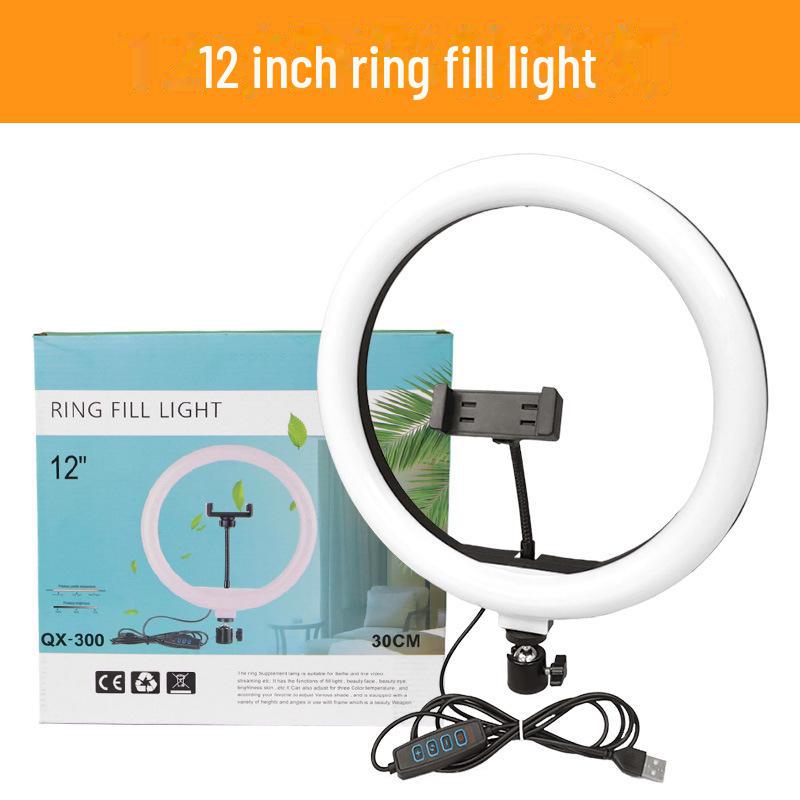 

12-дюймовая светодиодная кольцевая лампа с держателем для телефона для съемки селфи и прямых трансляций от интернет-знаменитостей 12-inch ring light