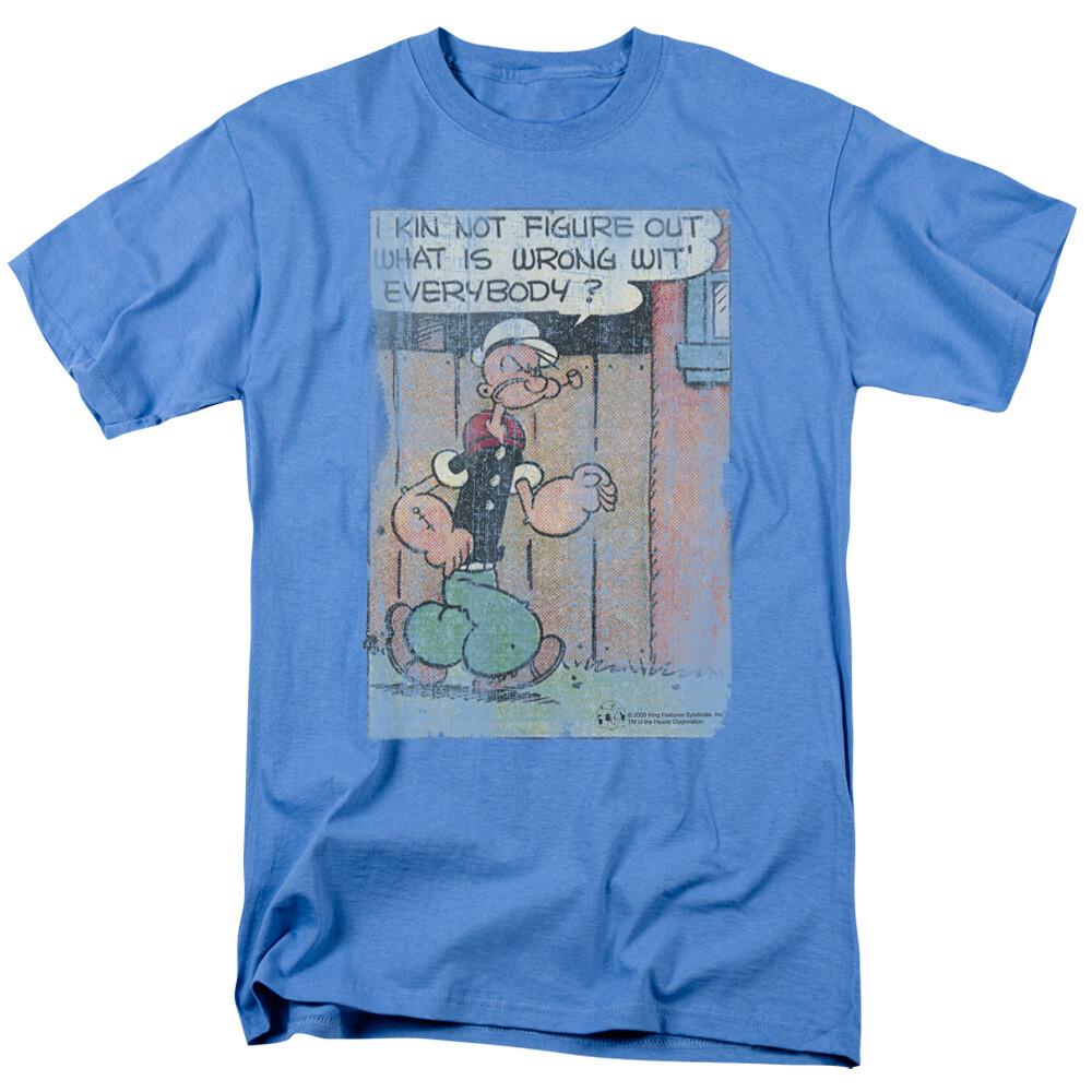 Popeye Puzzled T Shirt Mens Licensed IDW Comics Tee Carolina Blue S
