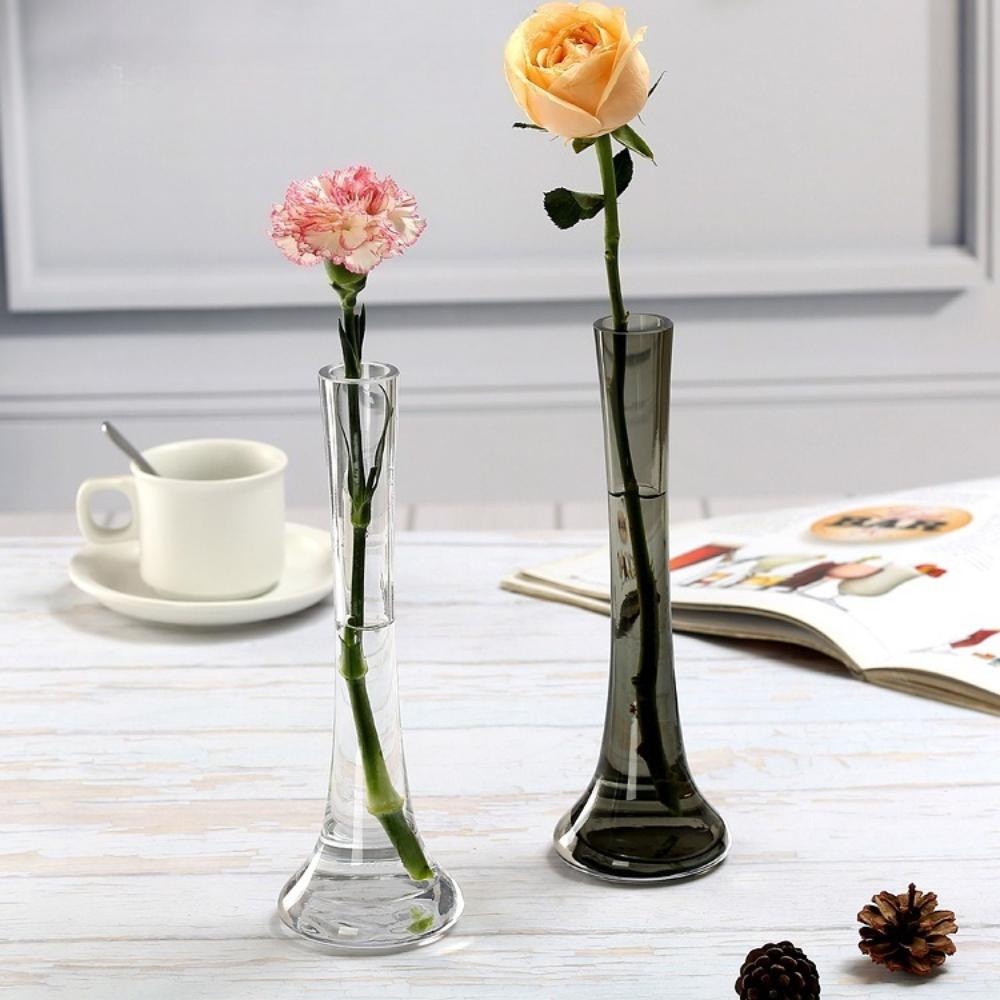 Fashionable Colored Transparent Glass Vase for Single Flower Arrangement Modern Table Decoration for Home Wedding Decoration