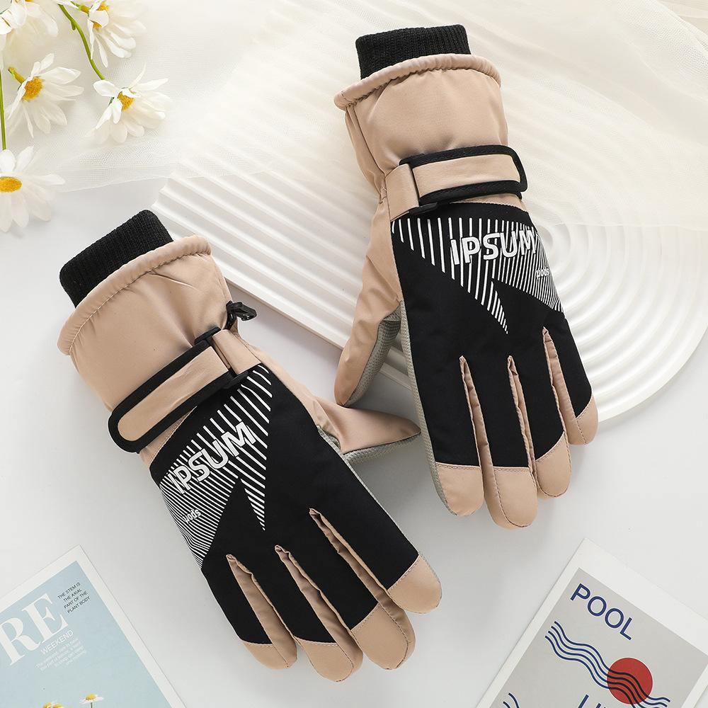 Ski Gloves for Men and Women Outdoor Winter Thickened Windproof Water Splashing Cold and Velvet Touch Screen Riding Warm Gloves