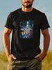 Vibrant NYC Skyline Graphic T-shirt - Casual Short Sleeve Crew Neck Top