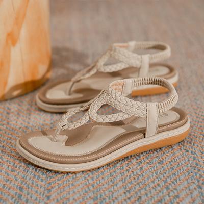 Women's Summer Sandals Boho Casual Comfortable Flip Flops Beach Shoes Ankle T-Strap Thong Elastic Flat Sandals Shoes