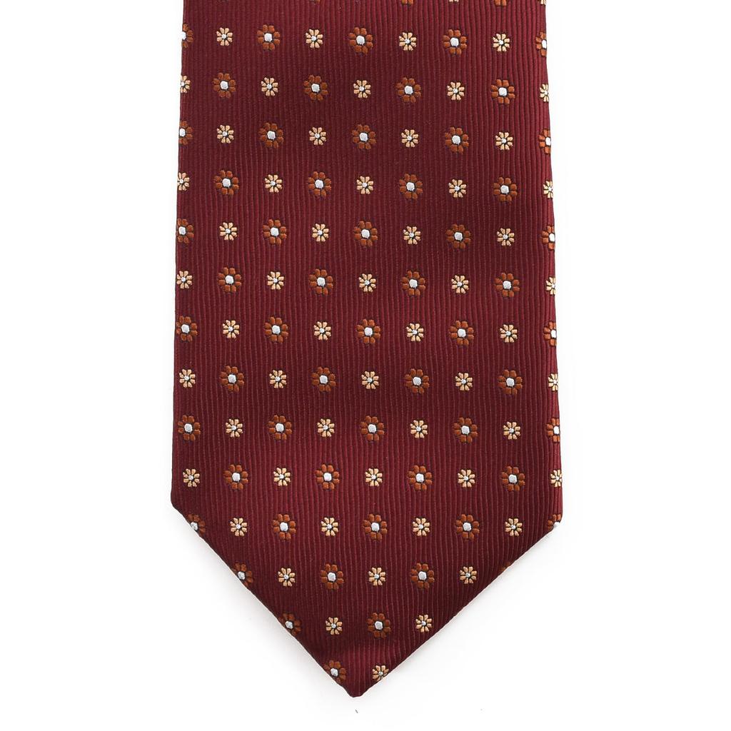 [Michiko London] Brand Necktie, Made in Japan, 100% Silk, Jacquard Weave, Small Pattern (Pattern A: Red)