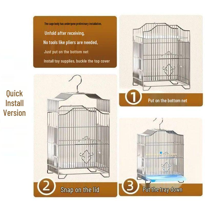 Extra-large Elevated Metal Bird Cage for Parrots, Budgies, and Mynas