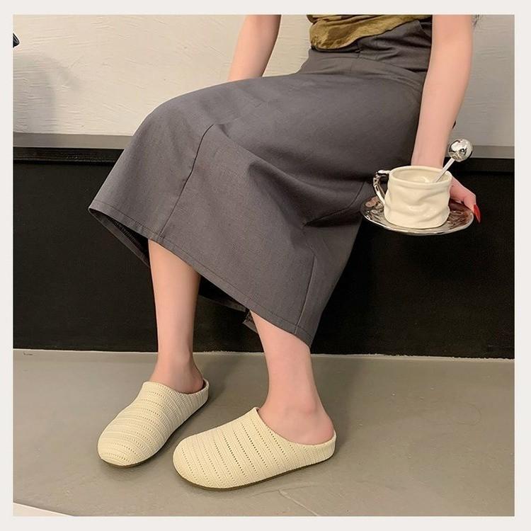 

2025 новые летние плетеные полушлепанцы баотоу в зарубежном стиле женские дышащие для пляжа, для выхода Boken shoes 35