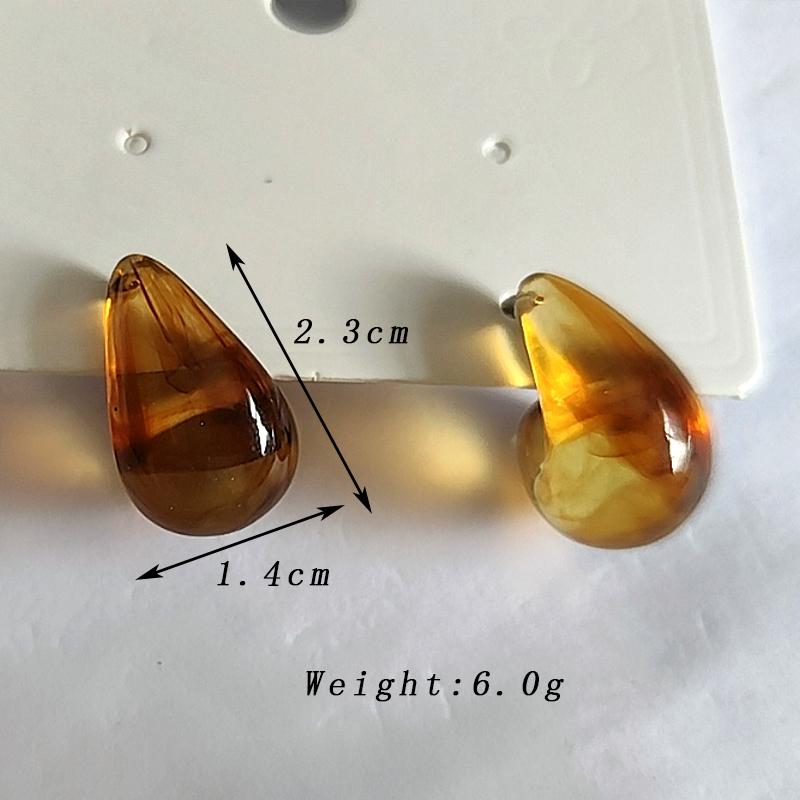 Brown Acrylic Water Droplet Dangle Earrings for Women Trendy Personality Geometry Drop Earrings Simple Party Vintage Zircon