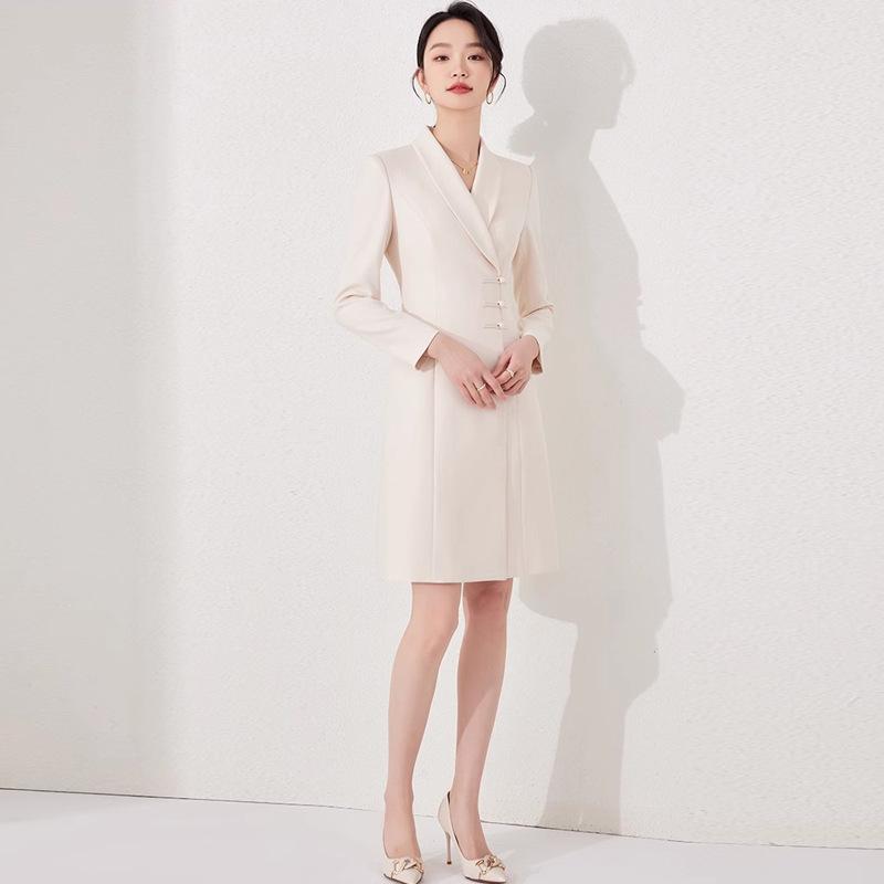 Aishangchen Mandarin Collar Long Sleeve A-line Dress with Frog Buttons