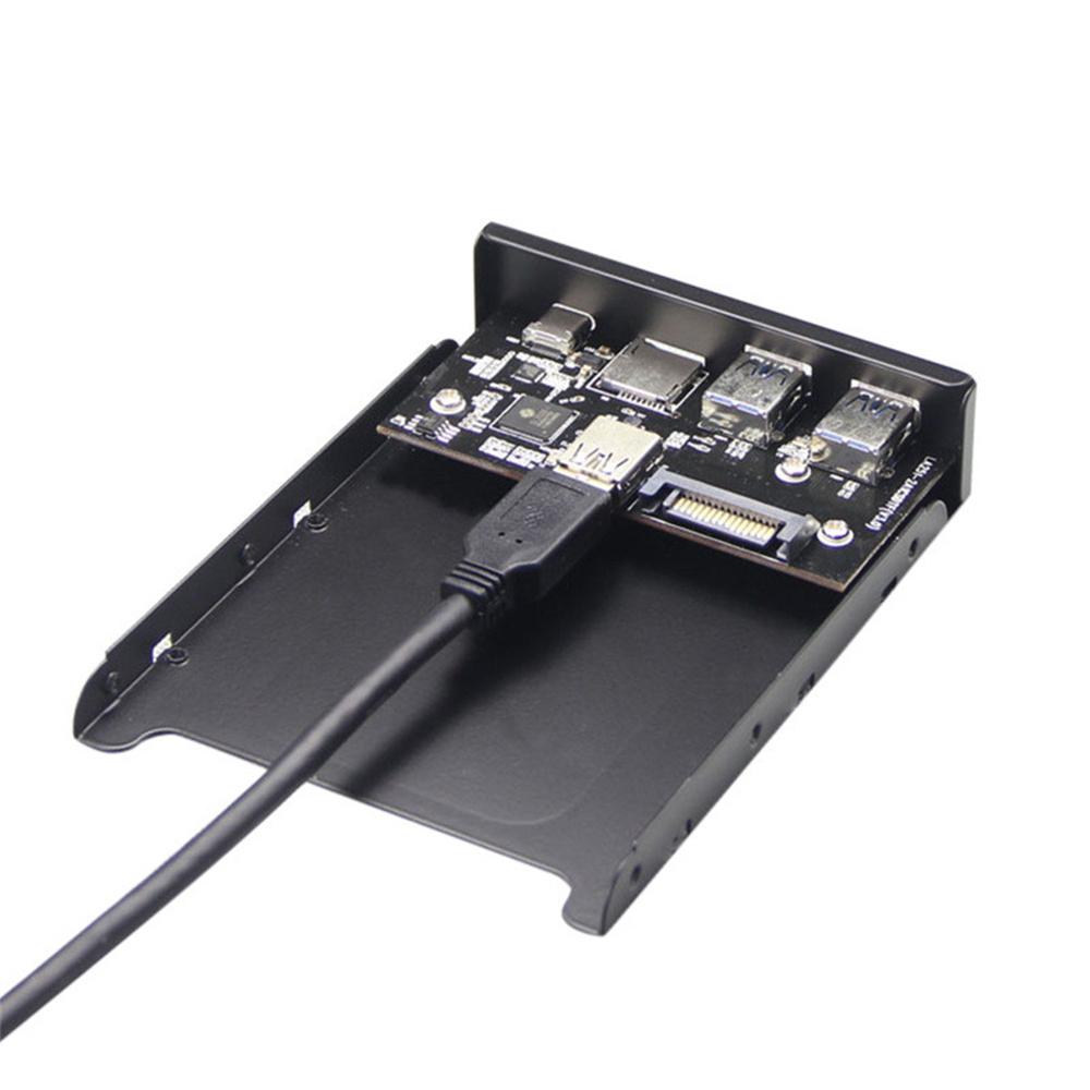 Front Panel Hub 20 Pin To USB Type-C USB 3.0 Micro SD/TF For 3.5" Open Bay Space