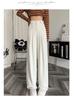 Women's High-Waist Black Pear-Shaped Pants - Plus Size, Slim, Straight, Wide-Leg, Spring/Summer Casual Wear