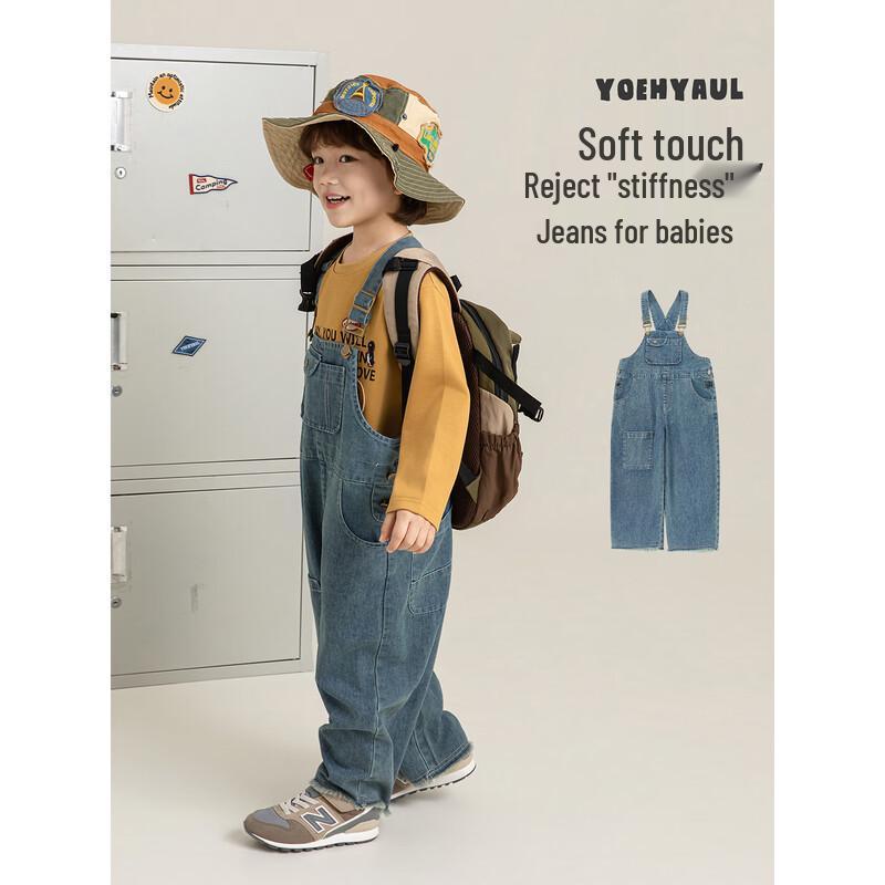 Yoyou Boys' Adjustable Denim Dungarees
