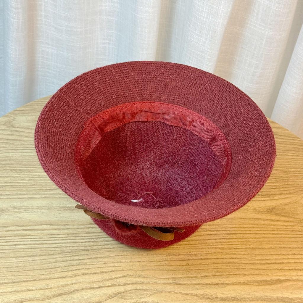 Hat Women's Autumn and Winter Bow Bucket Hat Dome Basin Hat British Retro Top Hat