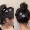 Sliver Snowflake Hair Clip Sparkly Rhinestone Hairpins Headwears  Christmas Hair Accessories