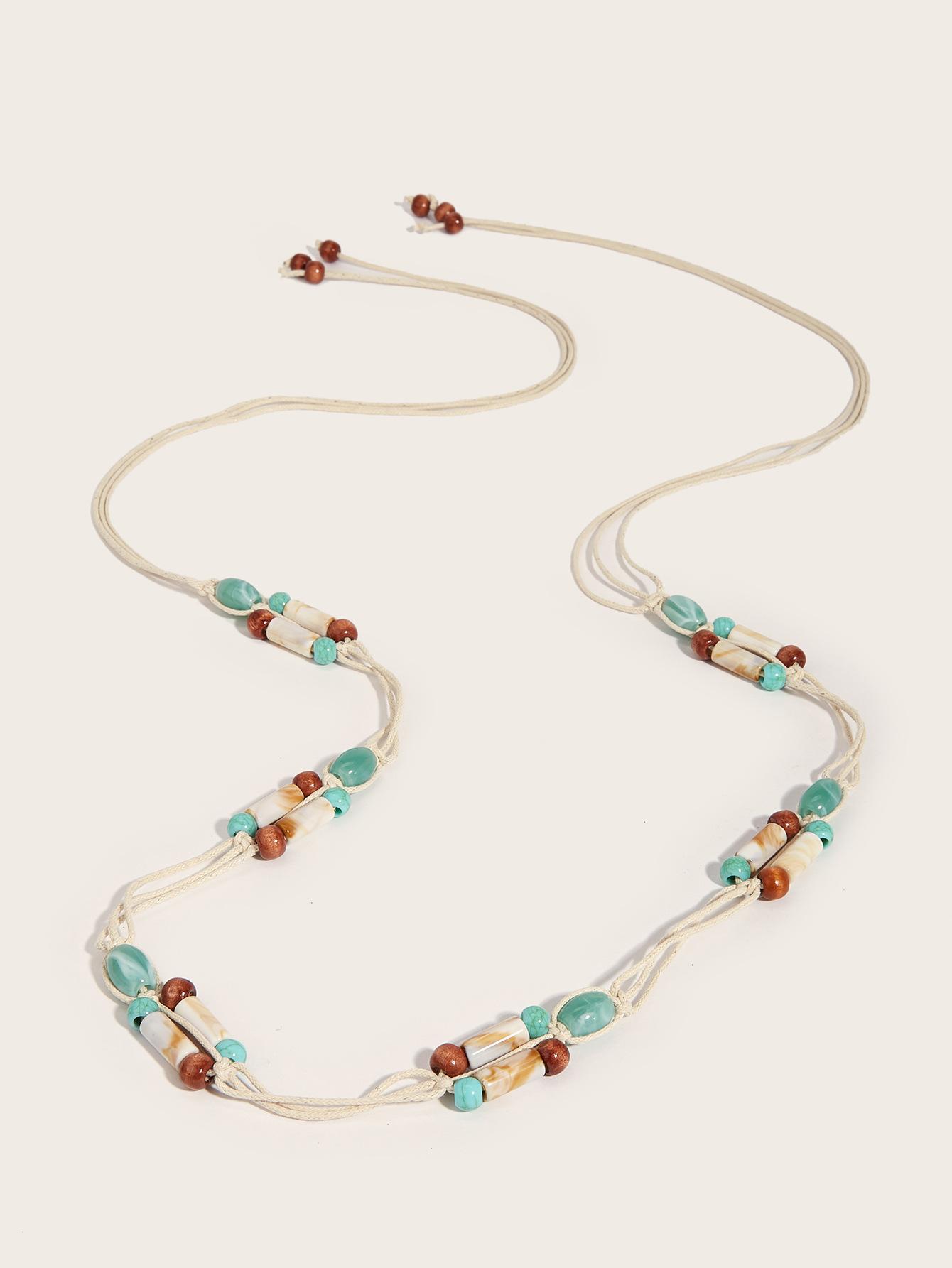 

Богемный плетеный тонкий пояс женский для юбки ретро повседневный декоративный пояс-цепочка в этническом стиле с бисером аксессуары для талии