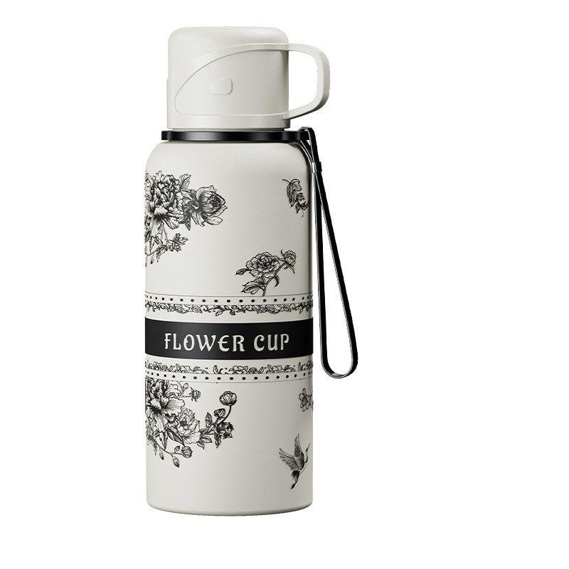 New Model Peony Flower Language 316 Stainless Steel High-Looking, Large-Capacity Thermos Cup for Outdoor Use and Portable Tea Brewing
