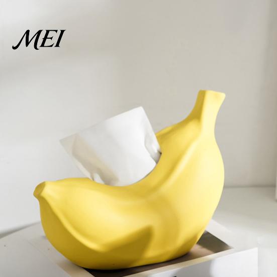 Living Room Tissue Box Decor Box, Matte Banana Shape Holder, Easy Pull Kitchen Thickened Waterproof Moisture-Proof Dispenser, for Home Dining Vibrant