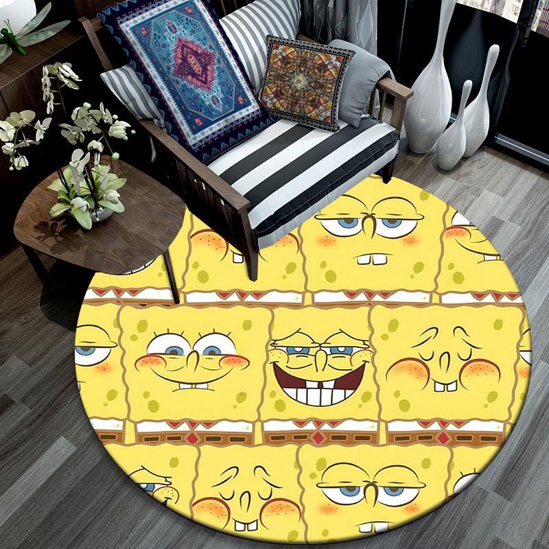 SpongeBob SquarePants,Round Area Rug,Carpet Rug for Living Room Bedroom Sofa Playroom Decor,Non-slip Floor Mat