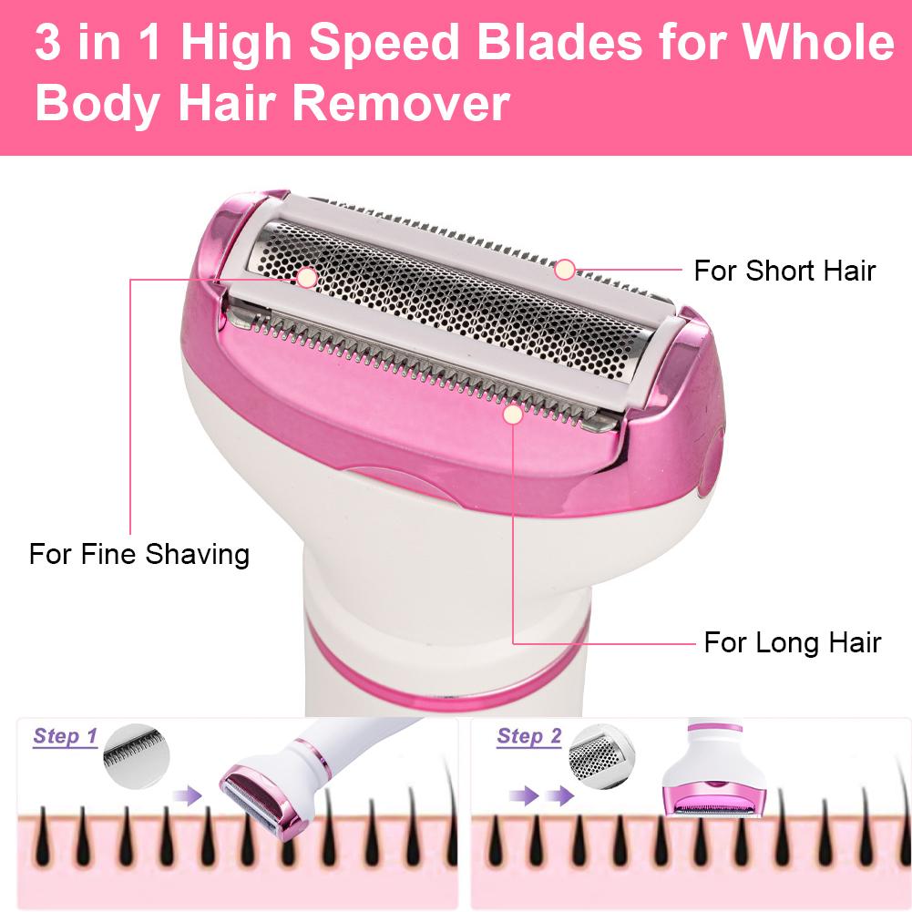Set Rasoio Multifunzione 4-in-1 per Donna - Depilatore Multifunzione Impermeabile con Ricarica Rapida USB