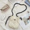 Minimalist Style Drawstring Canvas Crossbody Bag Small Lightweight Shoulder Bag Floral Print Coin Purse Women Girl