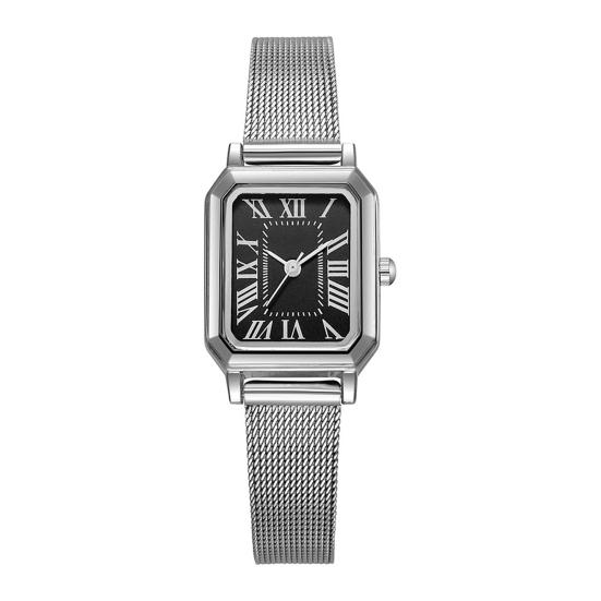 

Women Rectangle Dial Watch Roman Numerals Metal Mesh Band Classic Casual Dress Watch Ladies чорний