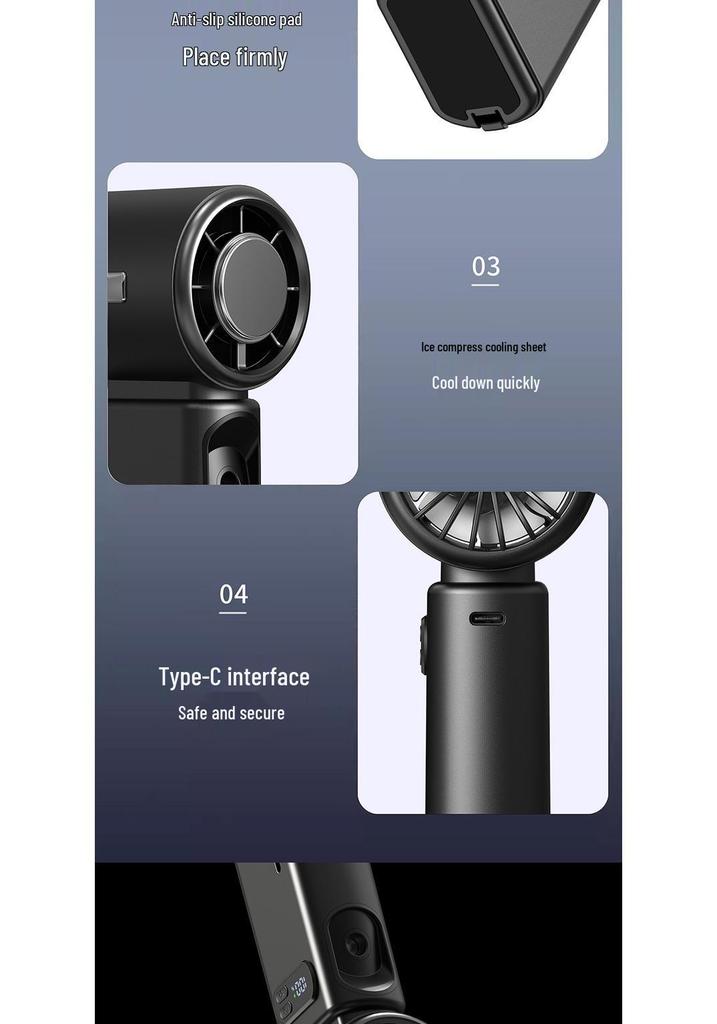 Alyster HX-F532 Handheld Mini Fan with Ice Compress, Cooling Spray, Humidification, 100-Speed Settings