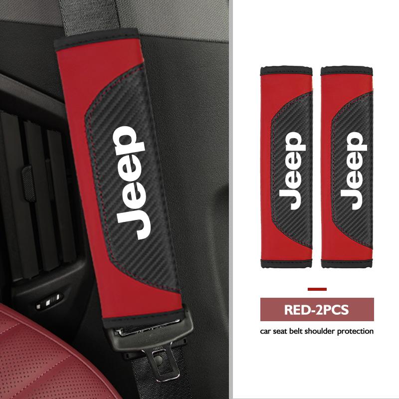 For Jeep Leather Car Safety Seat Belt Strap Shoulder Pad Accessories Cherokee Patriot Liberty Wrangler JK JL Commander