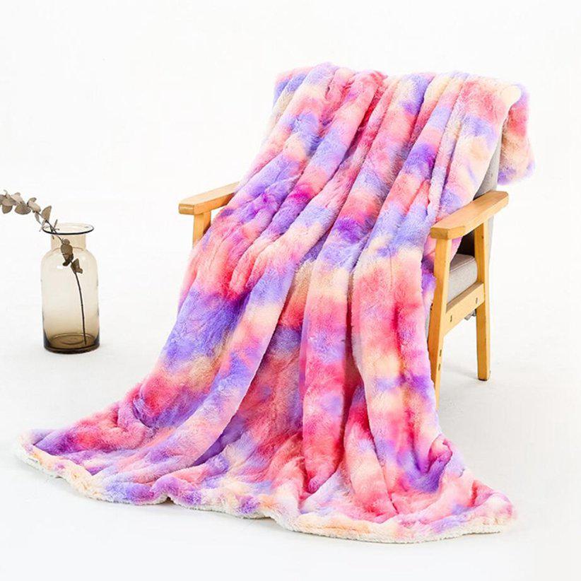 Travel Cover Tie Dye Print Office Nap Blankets Velvet Bed 1Pc Warm Rainbow Plush Blanket