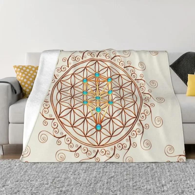 Flower Of Life Sacred Geometry Blanket Flannel Fleece Geometric Pattern Mandala Throw Blankets for Travel Bedding Couch Quilt