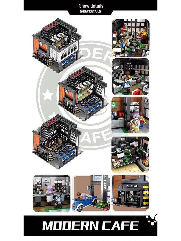 Juhang 86005 City Cafe Bausteine: DIY-Modell mit hohem Schwierigkeitsgrad für Erwachsene, Lernspielzeug