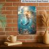 2D Flat, 1pc 7.87*11.8 Inch Vintage Mermaid & Sea Life Aluminum Sign - Enchanting Underwater Scene with Iridescent Wings, Shimmering Scales & Fish