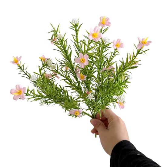 

Artificial Babysbreath with Green Leaves UV Resistant 7-Fork Fake Silk Flower Home Office Wedding Party Indoor Outdoor Faux Bloom Decoration светло-розовый