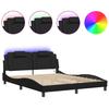 VidaXL Cadre de Lit avec Lumières LED, Lit Rembourré avec Coussin, Lit Double, Lit Adulte Chambre, Moderne, Noir 160x200 cm 3214029
