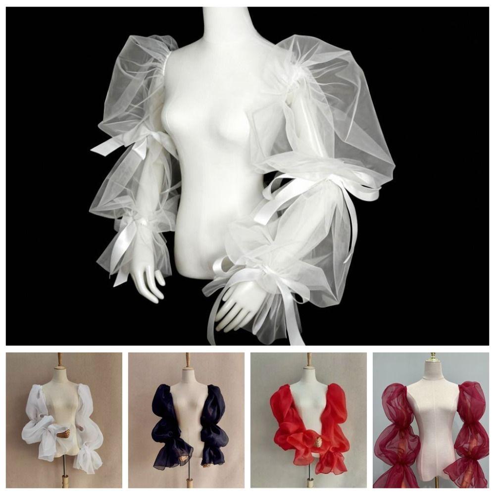 Bowknot Bride Detachable Sleeves Evening Dress Decor Fairy Sleeves Sheer Cover Sleeves Banquet