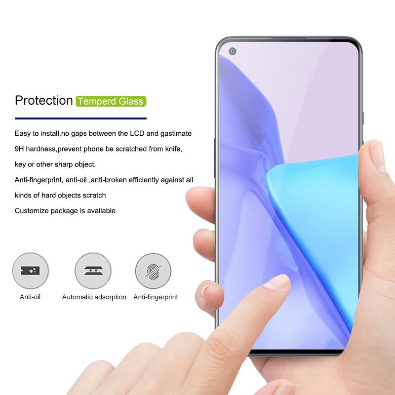 

AMORUS Full Glue HD Tempered Glass Silk Print Full Coverage Screen Protector for OnePlus 9 Type A