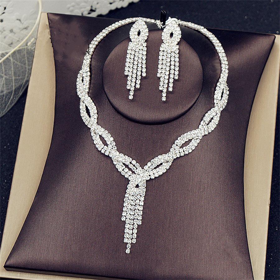 New Style Fashion Exquisite Jewelry Sets For Women Bride Wedding Party Accessories Cubic Zircon Stud Earrings & Necklace Gift