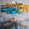 Waterfall Sunny Day 5 Piece Canvas Wall Art Multi Panel Print Modern Nature Poster Home Decor Picture Gift For Him For Her