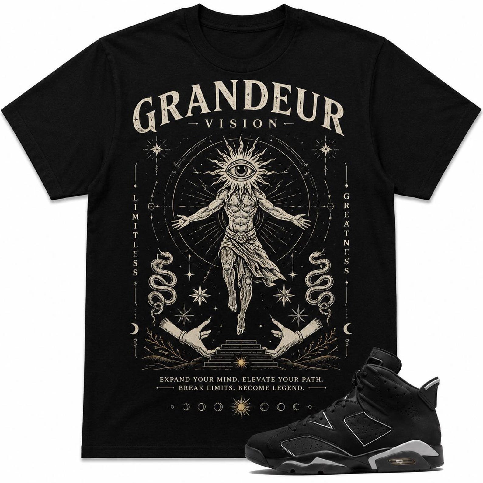 Mystic Vision Graphic Tee – Celestial Occult Streetwear Shirt – Spiritual Unisex T-Shirt L