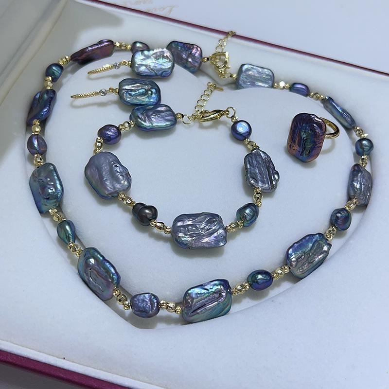 Baroque Freshwater Pearl Necklace & Bracelet Set - Elegant Women s Summer Jewelry Other