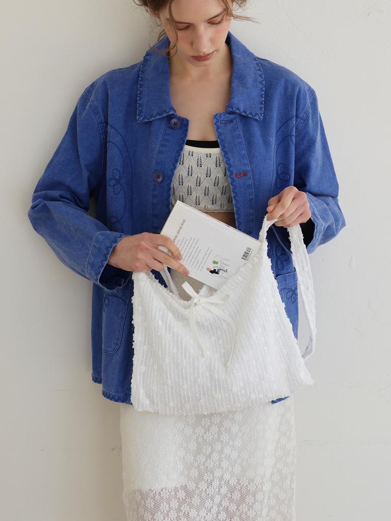 Voor Lace Flower Shoulder & Crossbody Bag_White