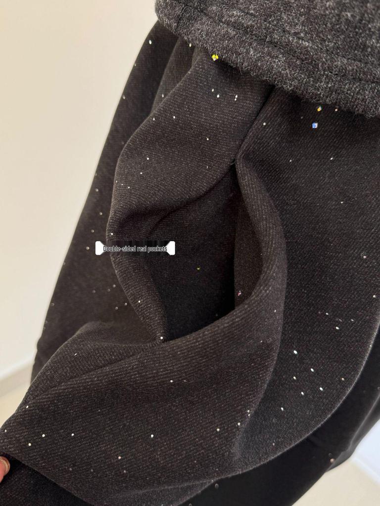 Korean Winter Glitter Sequin Plush Skirt - Mid-Length, Fluffy, Christmas Style 2025