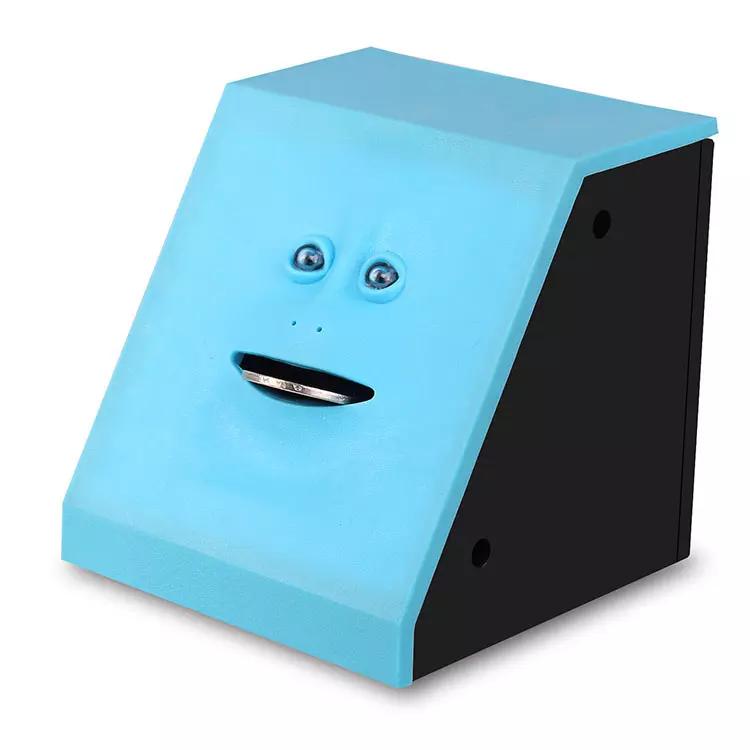 Face Coin Piggy Bank Cartoon Coin Eating Saving Bank Automatic Money Saving Box Coin Piggy Bank синий
