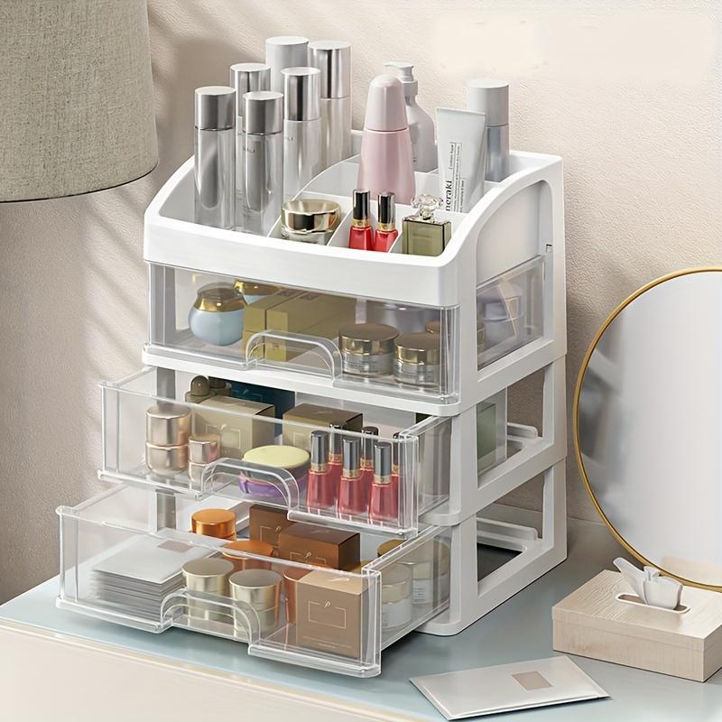 1 buc Cutie de depozitare multifuncțională din plastic transparent pentru birou, cosmetică, papetărie, suport de afișare